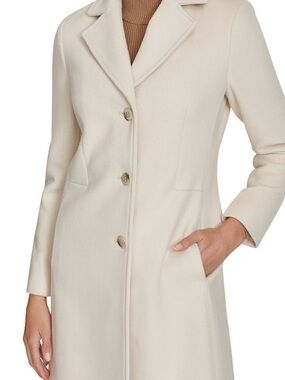 Calvin Klein Women’s Cream Long Wool-Blend Coat